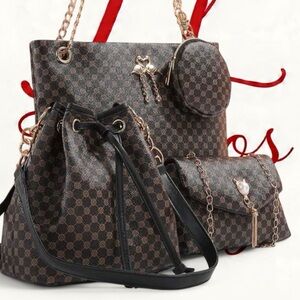 Elegant 4pc Corsica  Black and Brown Bag Set